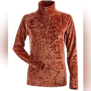 NILS Women’s Chloe 1/4 Zip Mid Layer Velvet Top Ski Snowboarding Copper Size S